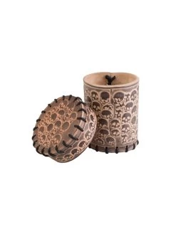 Skully Beige Leather Dice Cup