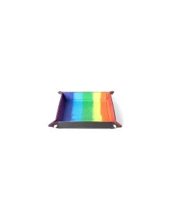 Velvet Folding Dice Tray With Leather Backing: 10"x10" Watercolor Rainbow